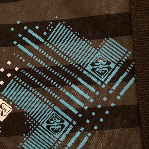 ROXY Logo Black and Gray Striped canvas tote bag - Picture 14 of 15